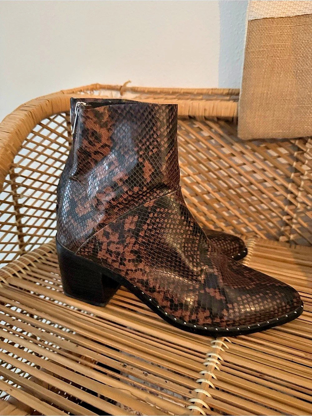 Treasure & Bond Snakeskin Print Ankle Boots Brown US 9M
